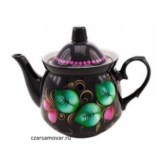 Заварочный чайник с художественной росписью "Жостово на черном"